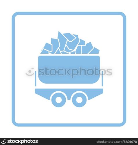Mine coal trolley icon. Blue frame design. Vector illustration.