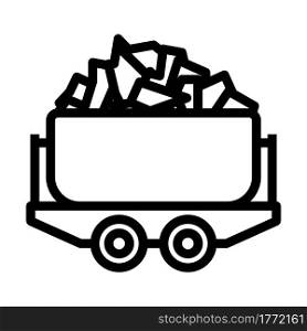 Mine Coal Trolley Icon. Bold outline design with editable stroke width. Vector Illustration.