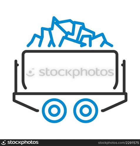 Mine Coal Trolley Icon. Editable Bold Outline With Color Fill Design. Vector Illustration.