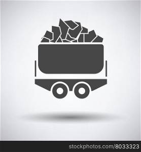 Mine coal trolley icon on gray background, round shadow. Vector illustration.