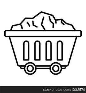 Mine coal wagon icon. Outline mine coal wagon vector icon for web design isolated on white background. Mine coal wagon icon, outline style