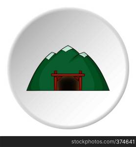 Mine in mountain icon. Cartoon illustration of mine in mountain vector icon for web. Mine in mountain icon, cartoon style