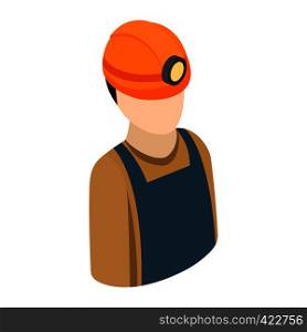 Miner isometric 3d icon. Single character of construction worker in helmet on a white. Miner isometric 3d icon