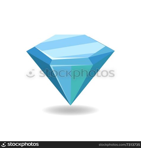 Mineral crystalic precious stone vector illustration blue glass crystal isolated on white background. Bright diamond creative rock, earth natural resource. Mineral Crystal Precious Stone Vector Illustration