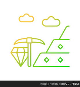 Mineral land gradient linear vector icon. Mineral processing. Mining area. Extracting valuable geological resources. Thin line color symbol. Modern style pictogram. Vector isolated outline drawing. Mineral land gradient linear vector icon