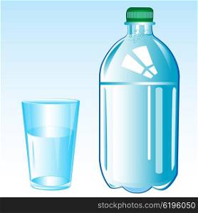 Mineral water and glass. Mineral water and glass on white background is insulated