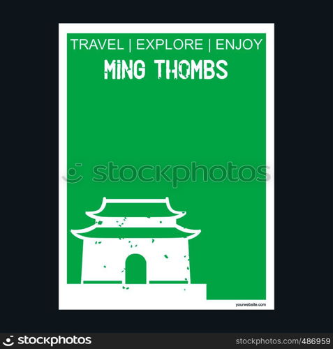 Ming Thombs, China monument landmark brochure Flat style and typography vector