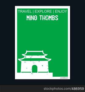 Ming Thombs, China monument landmark brochure Flat style and typography vector