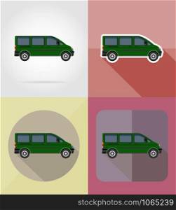 mini bus flat icons vector illustration isolated on background