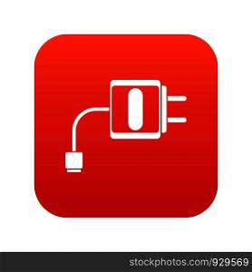 Mini charger icon digital red for any design isolated on white vector illustration. Mini charger icon digital red