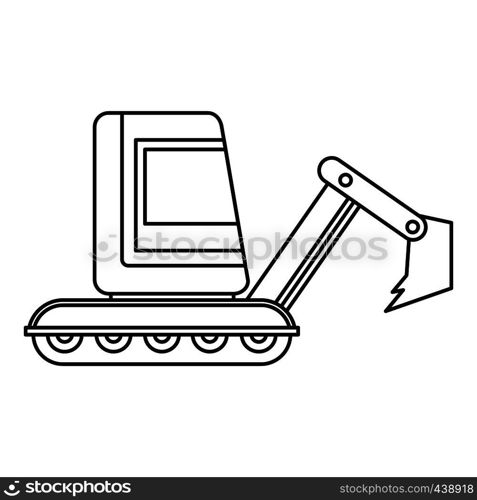 Mini excavator icon in outline style isolated vector illustration. Mini excavator icon outline