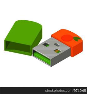 Mini flash drive icon. Isometric illustration of mini flash drive vector icon for web. Mini flash drive icon, isometric style