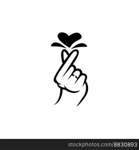 mini i love you hand ,korean heart finger i love you sign icon vector line art illustration sticker design social media