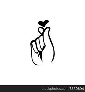 mini i love you hand ,korean heart finger i love you sign icon vector line art illustration sticker design social media