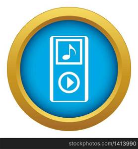 Mini MP3 portable player icon blue vector isolated on white background for any design. Mini MP3 portable player icon blue vector isolated