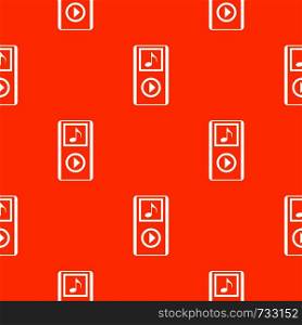 Mini MP3 portable player pattern repeat seamless in orange color for any design. Vector geometric illustration. Mini MP3 portable player pattern seamless