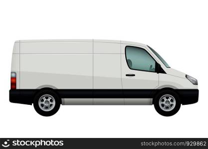 Mini van car. Side view of white minivan isolated on white. Vehicle minibus or wagon. Vector illustration. Mini van car. Side view of vector white minivan isolated on white