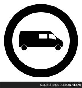 Minibus icon black color in circle vector illustration