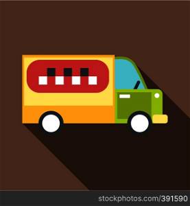 Minibus taxi icon. Flat illustration of minibus taxi vector icon for web. Minibus taxi icon, flat style