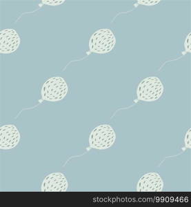 Minimaistic seamless pattern with balloon creative ornament. Blue pastel soft colors artwork. Designed for wallpaper, textile, wrapping paper, fabric print. Vector illustration.. Minimaistic seamless pattern with balloon creative ornament. Blue pastel soft colors artwork.