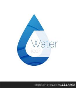 Minimal abstract droplet logotype. Company identity label, pure spring water idea