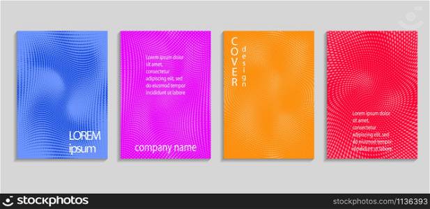 Minimal abstract vector halftone cover design template. Future geometric gradient background. Vector templates for placards, banners, flyers, presentations and reports