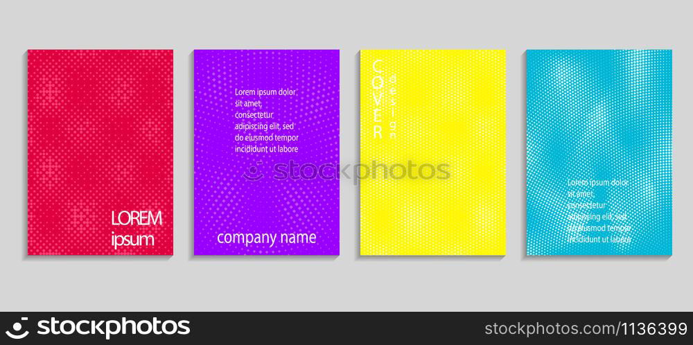 Minimal abstract vector halftone cover design template. Future geometric gradient background. Vector templates for placards, banners, flyers, presentations and reports