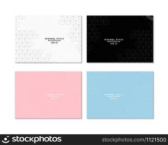 Minimal art hexagon box shape pattern design with space and set 4 background. vector illustration