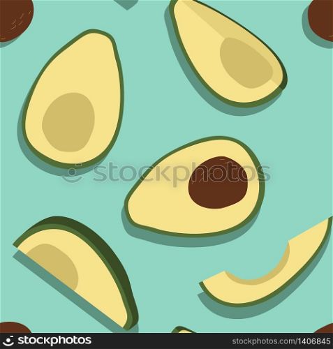 Minimal Avocado Seamless Pattern, Blue & Yellow Combination
