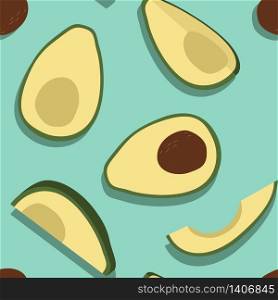 Minimal Avocado Seamless Pattern, Blue & Yellow Combination