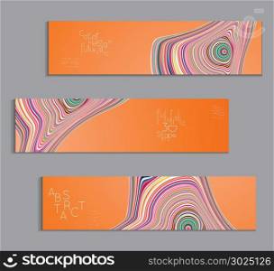 Minimal banner templates with marble striped texture. Abstract bright color splash background. Social media web banner. Future geometric design with marbling pattern.