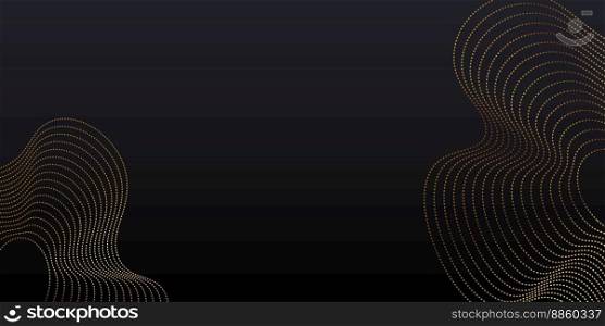 Minimal black background. Abstract vector long banner with wavy lines and place for text. Socail media cover template