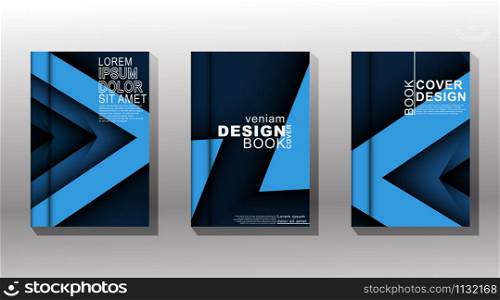Minimal book cover design with a template with a blue textured shape. Vector illustration
