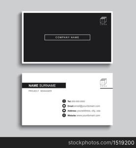 Minimal business card print template design. Black color and simple clean layout.