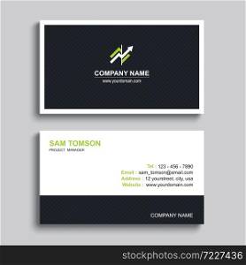 Minimal business card print template design. Black color and simple clean layout.
