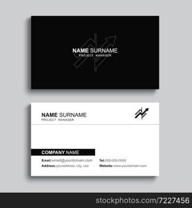 Minimal business card print template design. Black color and simple clean layout.