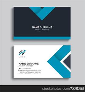 Minimal business card print template design. Blue color and simple clean layout.