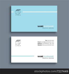 Minimal business card print template design. Blue pastel color and simple clean layout.