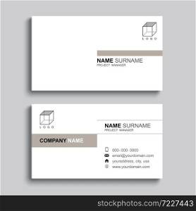 Minimal business card print template design. Brown pastel color and simple clean layout.