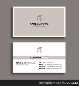 Minimal business card print template design. Brown pastel color and simple clean layout.