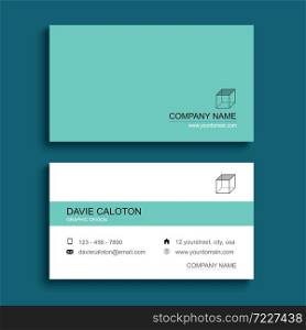 Minimal business card print template design. Green color and simple clean layout.