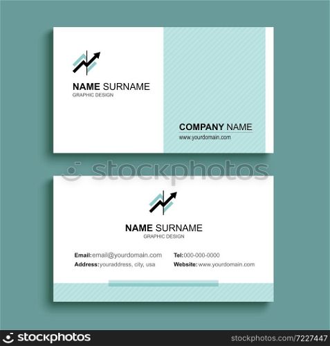 Minimal business card print template design. Green pastel color and simple clean layout.