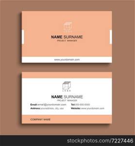 Minimal business card print template design. Orange pastel color and simple clean layout.