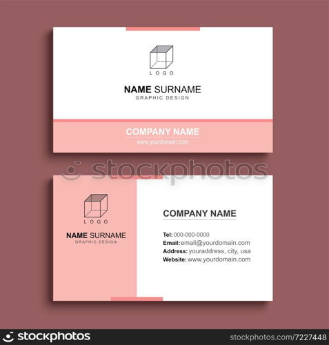 Minimal business card print template design. Orange pastel color and simple clean layout.