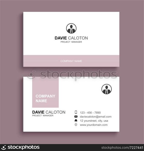 Minimal business card print template design. Pastel pink color and simple clean layout.