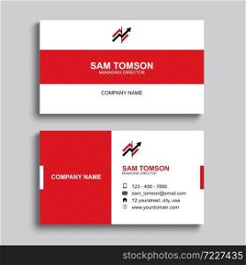 Minimal business card print template design. Red color and simple clean layout.