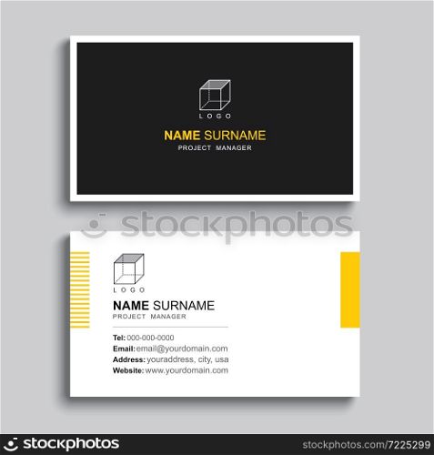 Minimal business card print template design. Simple clean layout.