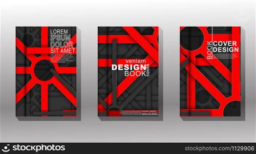 Minimal cover design. geometric shape overlap red and gray . design vector
