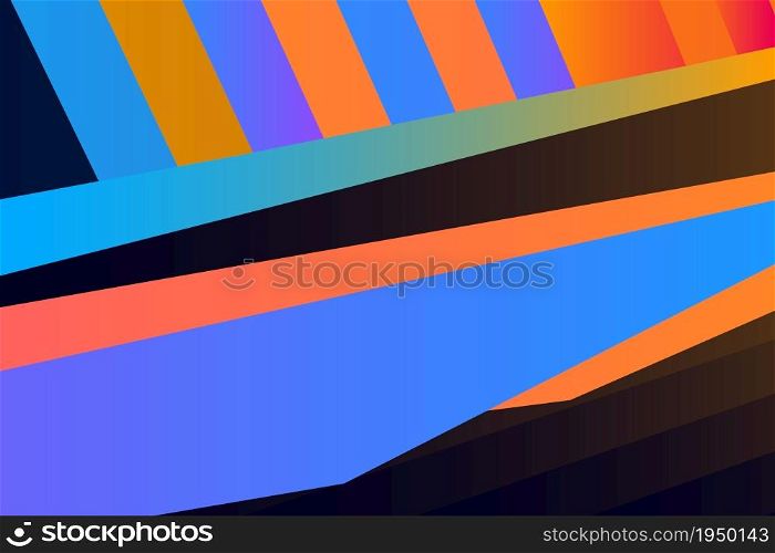 Minimal cover graphic, copy space design. Neon black blue gradient color. Abstract 80s texture geometric pattern lines. Dynamic stripes fluid trendy background. Artistic simple modern template vector