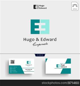 minimal E initial logo template vector illustration and stationery design, letterhead, business card, envelope.. minimal E initial logo template and business card